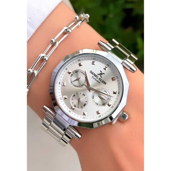 Daniel Klein Women Silver Stainless Steel Analog Silver Dial Watch DK1136051 - Salman Stores