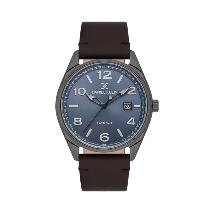 Daniel Klein Men Burgundy Leather Analog Blue Dial Watch DK1137324 - Salman Stores