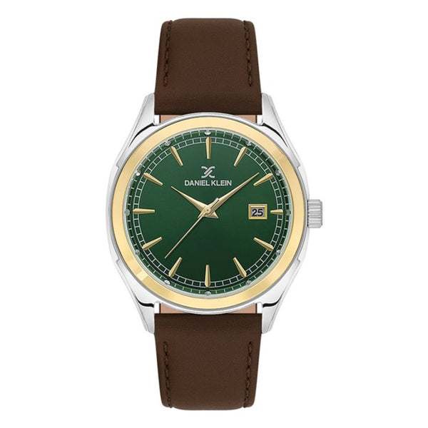 Daniel Klein Men Brown Leather Analog Green Dial Watch DK1138324 - Salman Stores