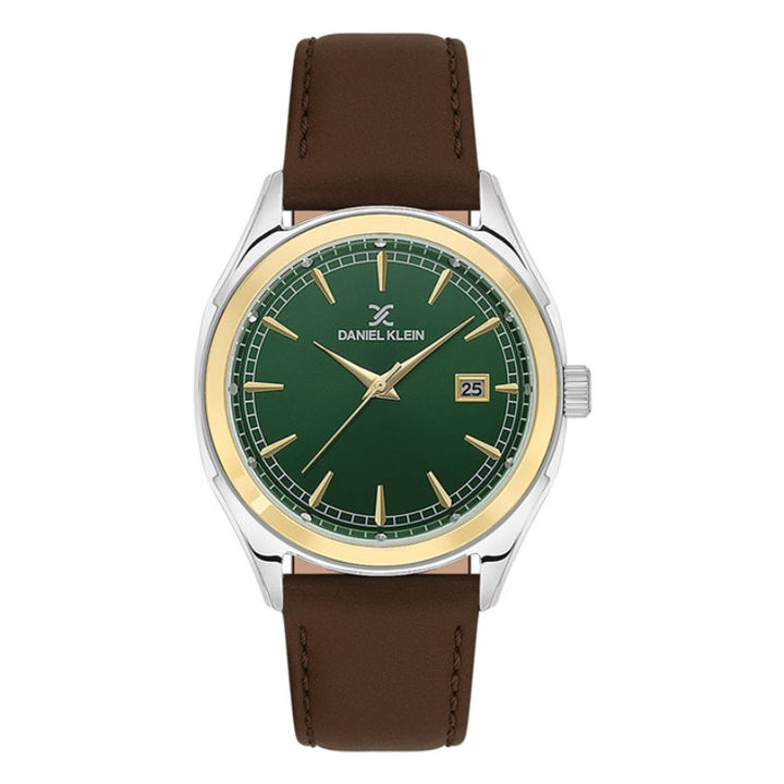 Daniel Klein Men Brown Leather Analog Green Dial Watch DK1138324 - Salman Stores