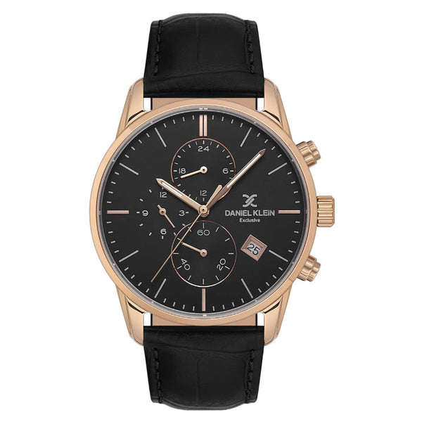 Daniel Klein Men Black Leather Analog Black Dial Watch DK1138345 - Salman Stores
