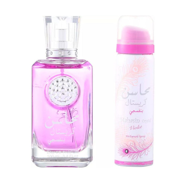 Lattafa Mahasin Crystal Violet EDP 100 ml + Deo Set - Salman Stores