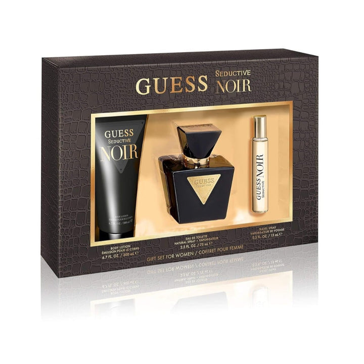 Guess Seductive Noir for Women EDT 75 ml/ Body Lotion 200 ml/ Travel Spray 15 ml 3pcs Set - Salman Stores