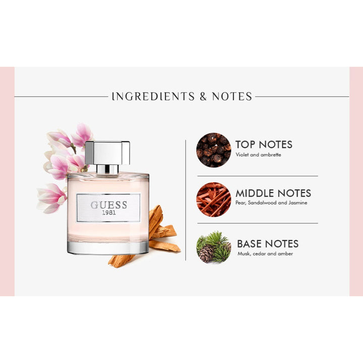 Guess 1981 for Women EDT 100 ml/ Body Lotion 200 ml/ Travel Spray 15 ml 3pcs Set DP330000 - Salman Stores