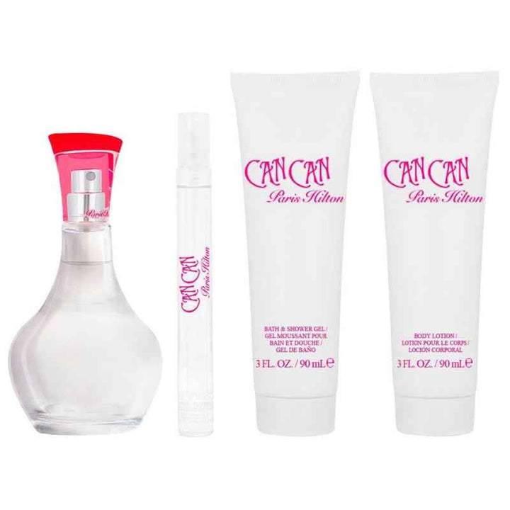 Paris Hilton Can Can for Women EDP 100 ml/ Body Lotion 90 ml/ Bath and Shower Gel 90 ml/ Travel Spray 10 ml 4pcs Set DP583609