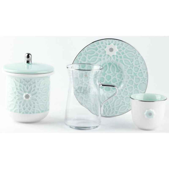 Otantik Tea And Arabic Coffee Set 19 pcs from Asalah Teal 150 cc ET2548