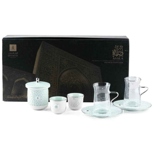 Otantik Tea And Arabic Coffee Set 19 pcs from Asalah Teal 150 cc ET2548