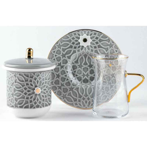 Otantik Tea Glass Set 13 pcs from Asalah Grey 150 cc ET2553