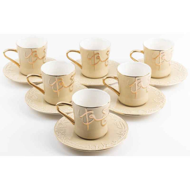 Otantik Tea Set 12 pcs from Jiwar Porcelain Ivory 200 cc ET2653