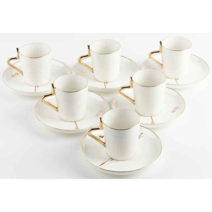 Otantik Tea Set 12 pcs from Liqaa Porcelain White 80 cc ET2784