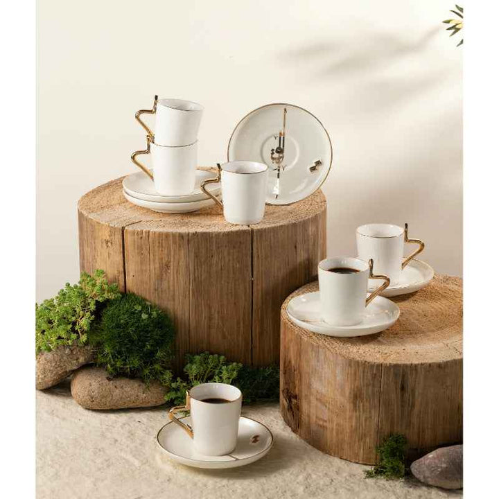 Otantik Tea Set 12 pcs from Liqaa Porcelain White 80 cc ET2784