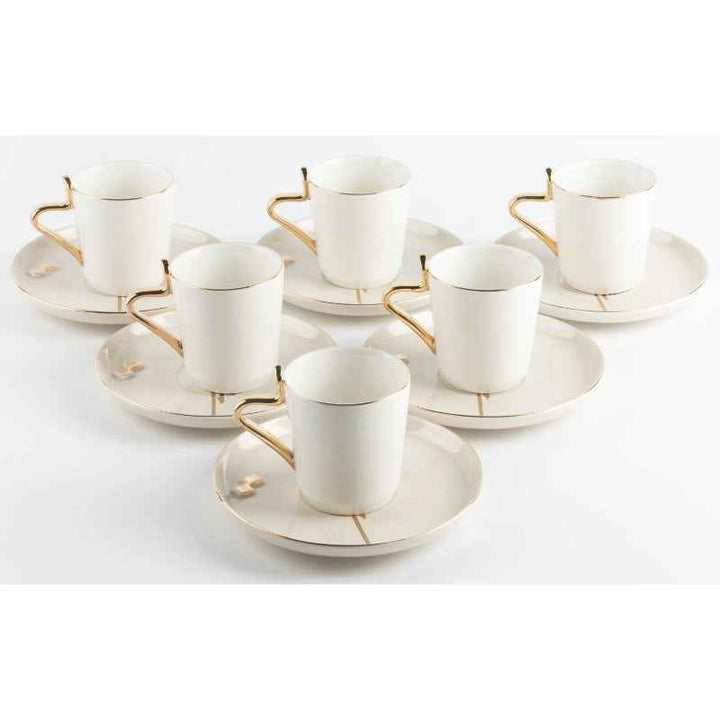 Otantik Porcelain Tea Set 12 Pcs from Liqaa Beige/ Gold ET2788