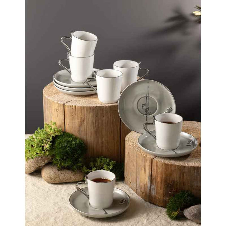 Otantik Porcelain Tea Set 12 Pcs from Liqaa Grey ET2791