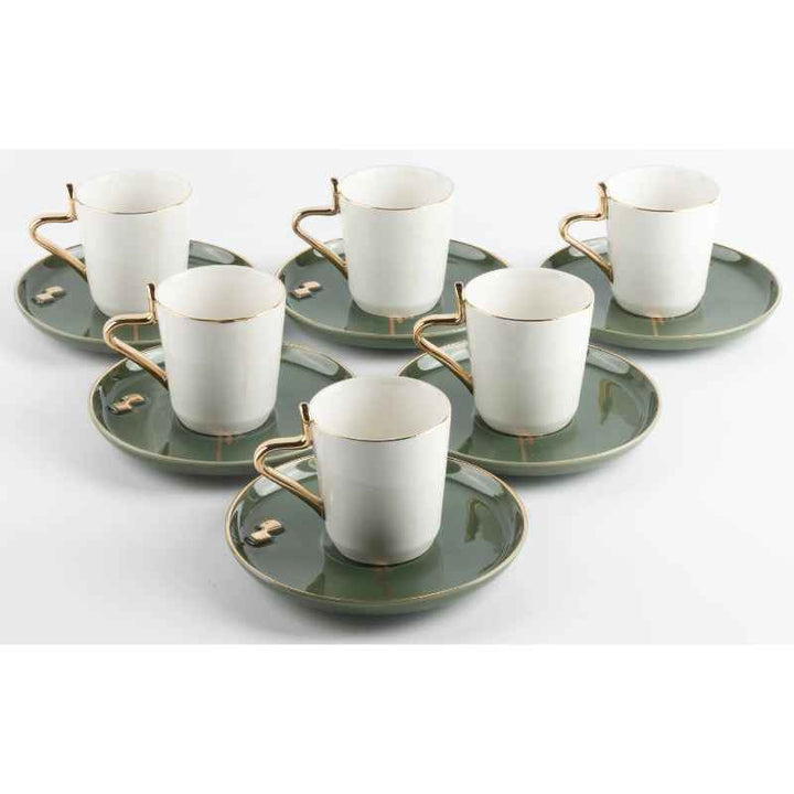 Otantik Porcelain Tea Set 12 Pcs from Liqaa Green 200 cc ET2792