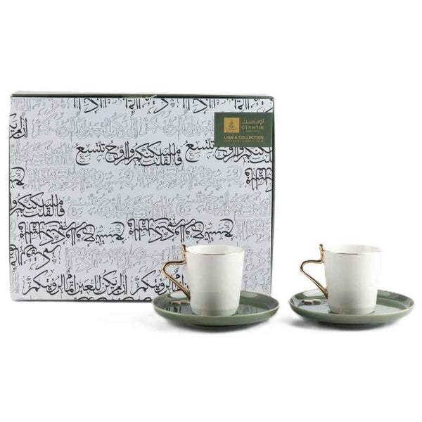 Otantik Porcelain Tea Set 12 Pcs from Liqaa Green 200 cc ET2792