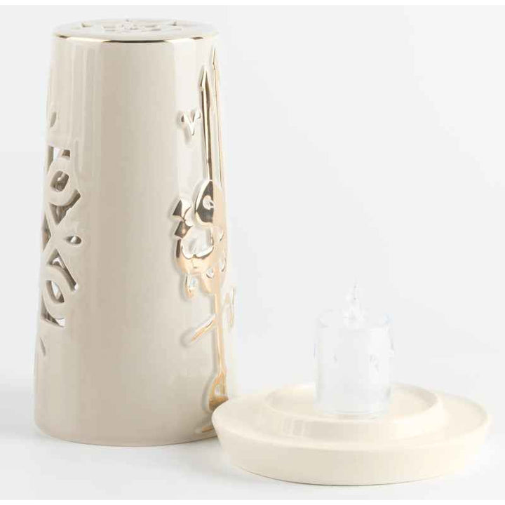 Otantik Medium Electronic Candle from Liqaa Beige 13.5 x 20 cm ET2823