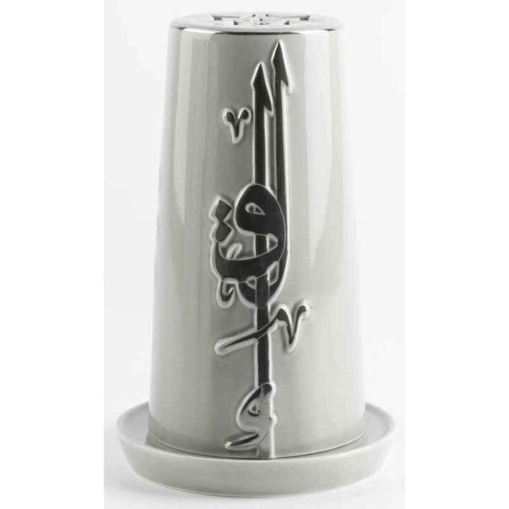 Otantik Medium Electronic Candle from Liqaa Grey 13.5 x 20 cm ET2826
