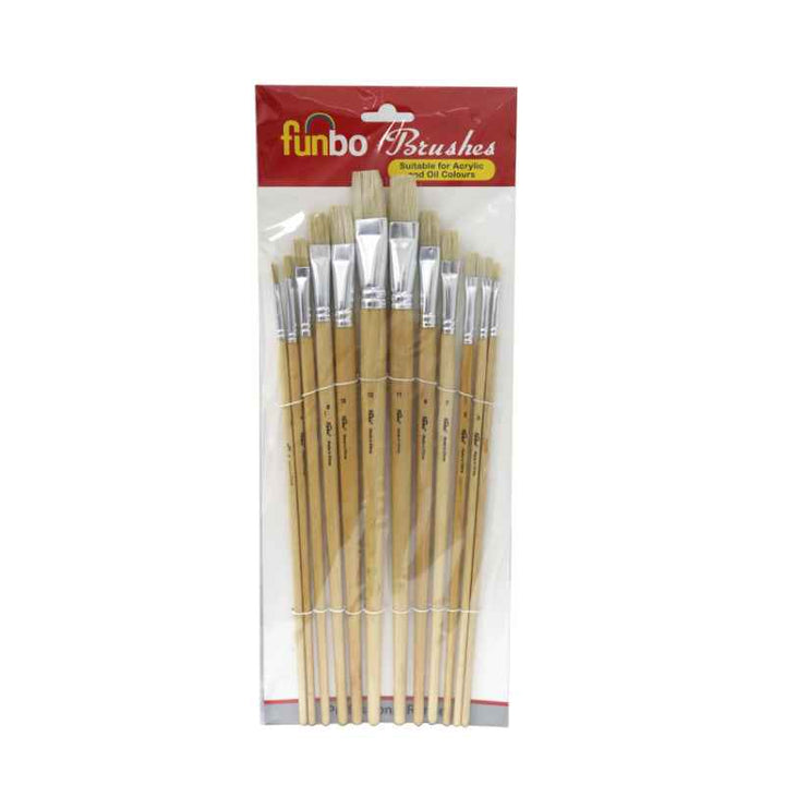 Funbo Brush Oil Color Bristles 1-12 Flat Tip FO-BR-579-FLT