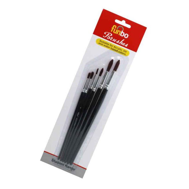 Funbo Multi-Purpose Short Round Color Brush Set of 6, No. 2, 4, 6, 8, 10, 12 FO-BR-MPS-RND-06