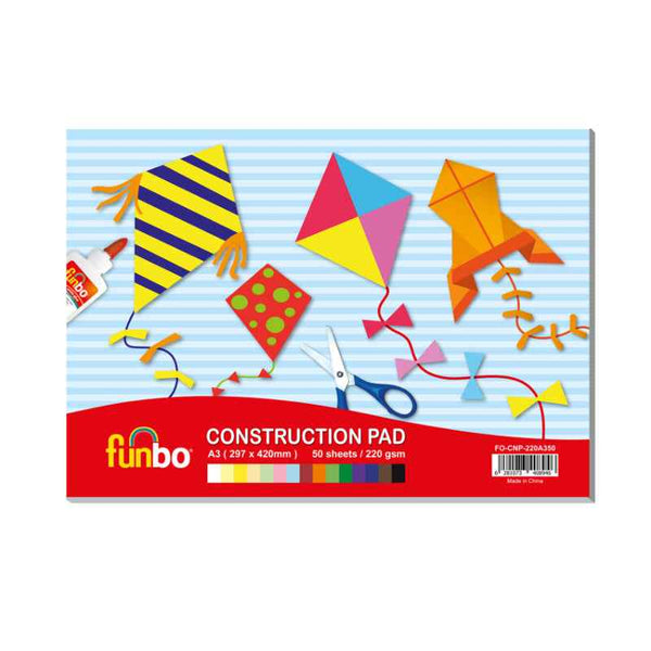 Funbo Construction Pad 220g 50 sheets A3 Size 15 Assorted Colors FO-CNP-220A350
