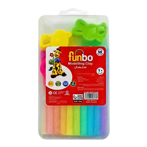 Funbo Modelling Clay 165g, 10 Pastel Colors, 8 Molds in PP Case FO-MC-165P-10+8M