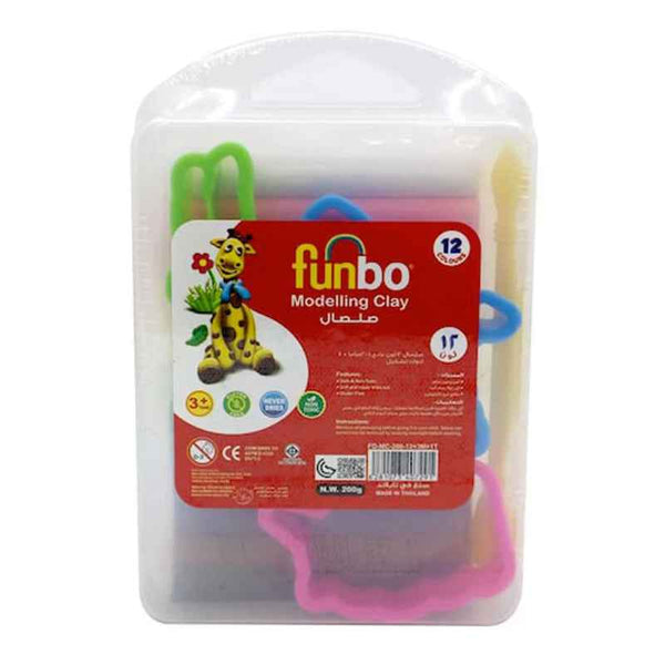 Funbo Modelling Clay 200g, 12 Colors, 3 Molds, 1 Tool in PP Case FO-MC-200-12+3M+1T
