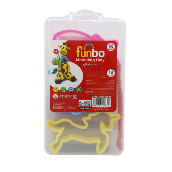 Funbo Modelling Clay 200g, 15 Pastel Colors, 3 Molds, 1 Tool in PP Case FO-MC-200P-15+3M