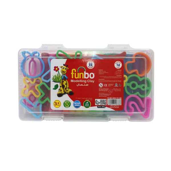 Funbo Modelling Clay 300g, 15 Neo Colors, 14 Number Mould in PP Case FO-MC-300N-15+14M