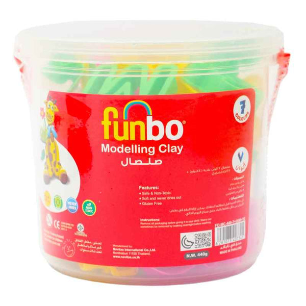 Funbo Modelling Clay 440g, 7 Colors, 26 Alphabetic Mould and 1 RTool in PP Case FO-MC-440-7+26M+1R