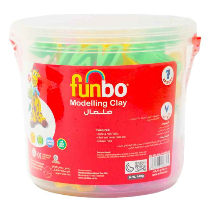 Funbo Modelling Clay 440g, 7 Colors, 26 Alphabetic Mould and 1 RTool in PP Case FO-MC-440-7+26M+1R