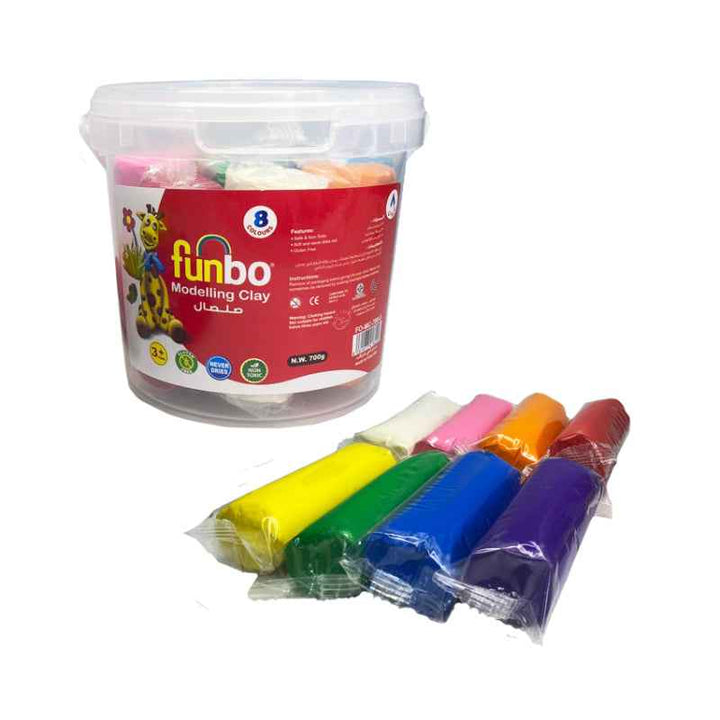 Funbo Modelling Clay 700g 8 Colors in Bucket FO-MC-700-8