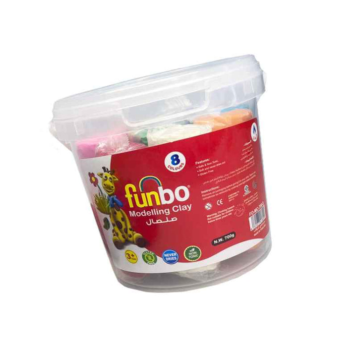 Funbo Modelling Clay 700g 8 Colors in Bucket FO-MC-700-8