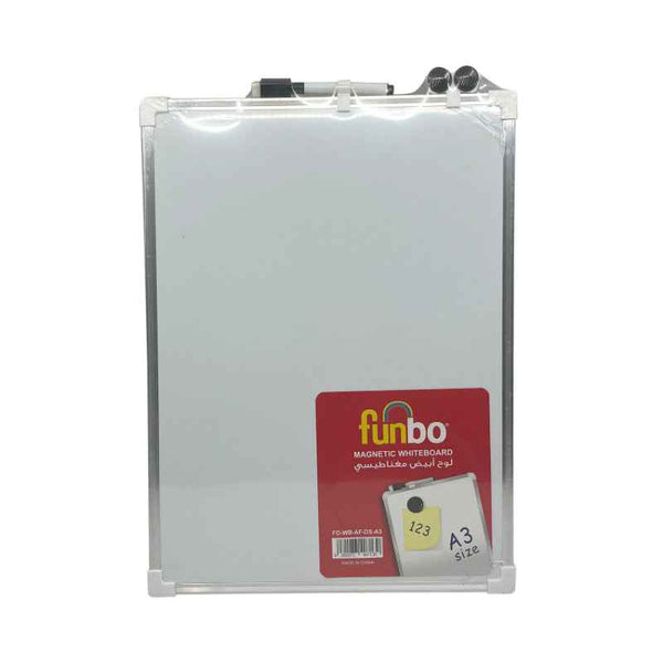 Funbo White Board Double Sided Magnetic aluminium Frame A3 with Marker FO-WB-AF-DS-A3