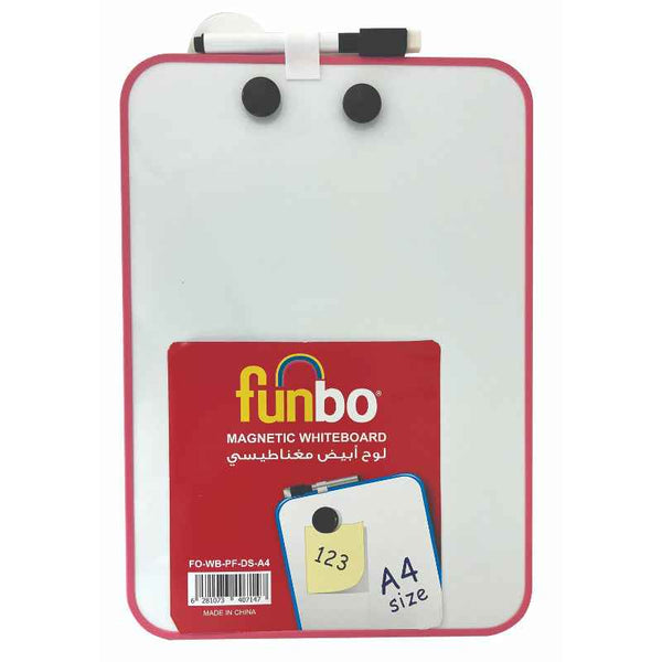 Funbo White Board Double Sided Magnetic Plastic Frame A4 with Marker FO-WB-PF-DS-A4