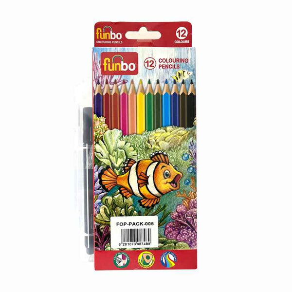 Funbo Color Pencil Set of 12 Colors+JCR8+Felt TP 12 FOP-PACK-005