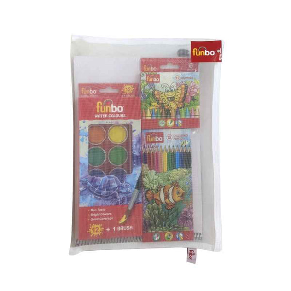 Funbo VP of 12 Crayons, A4 Sketch Pad, 12 Color Pencil & Water Color FOP-PACK-014
