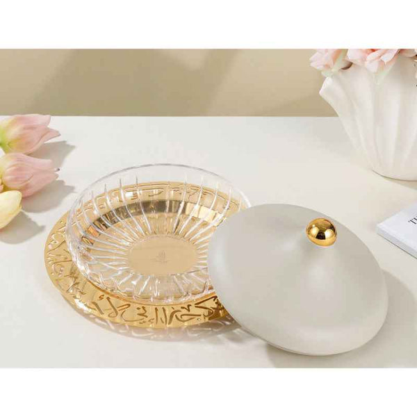 Otantik Medium Glass Date Bowl from Jiwar Beige 24 cm HJ1310