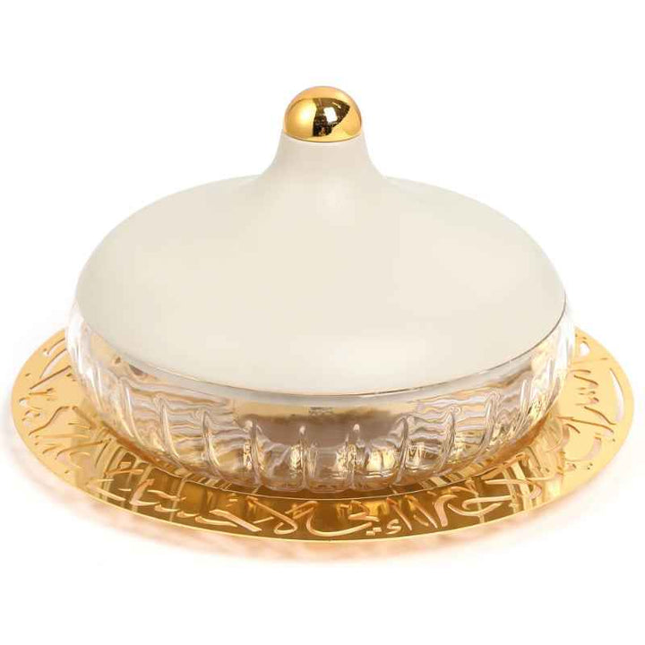 Otantik Medium Glass Date Bowl from Jiwar Beige 24 cm HJ1310