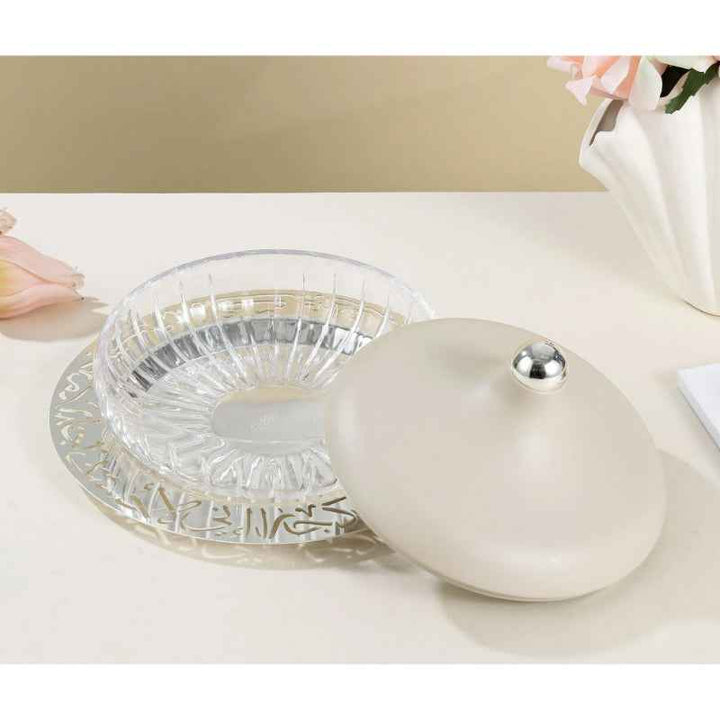 Otantik Medium Glass Date Bowl from Jiwar Beige 24 cm HJ1312