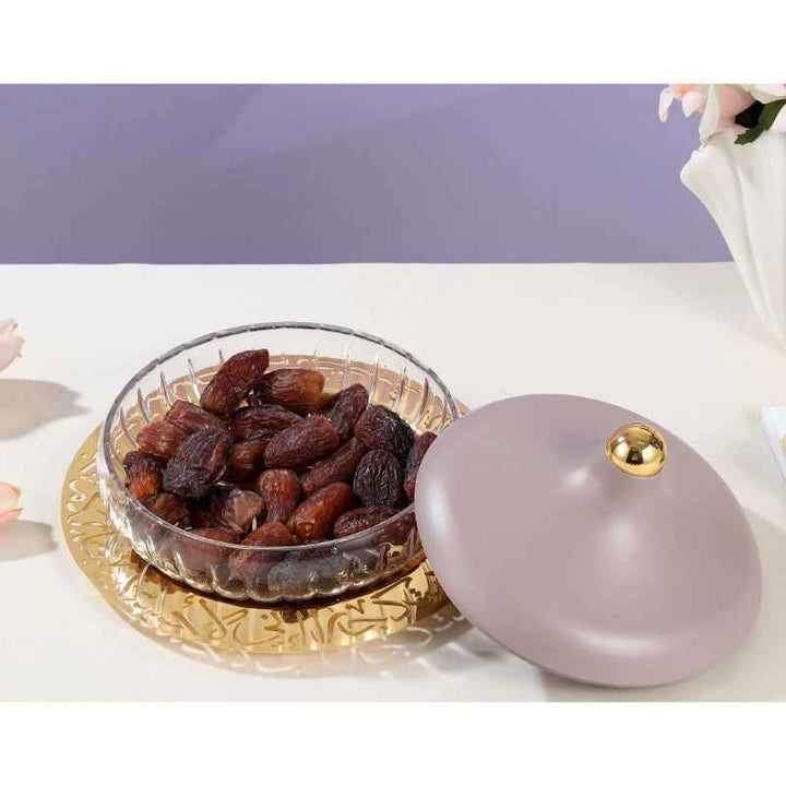 Otantik Medium Glass Date Bowl from Jiwar Purple 24 cm HJ1314