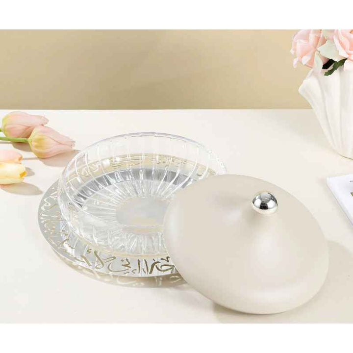 Otantik Large Glass Date Bowl from Jiwar Beige 29.5 cm HJ1319