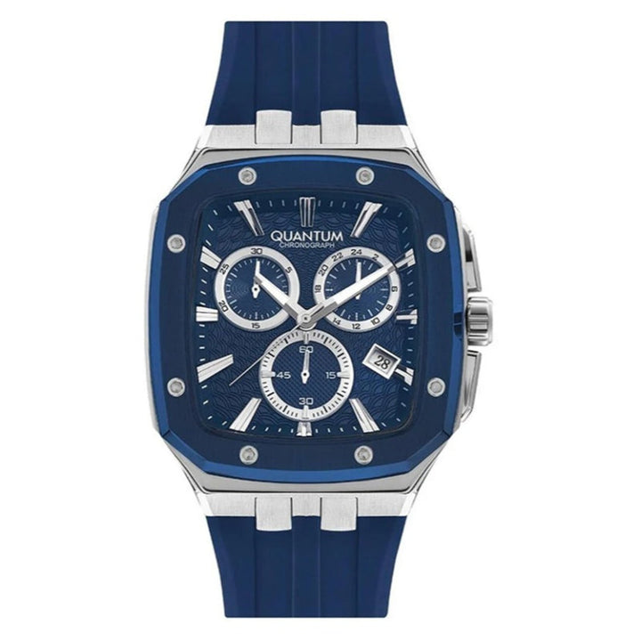 Quantum Men Blue Silicone Analog Blue Dial Square Watch HNG1033399 - Salman Stores