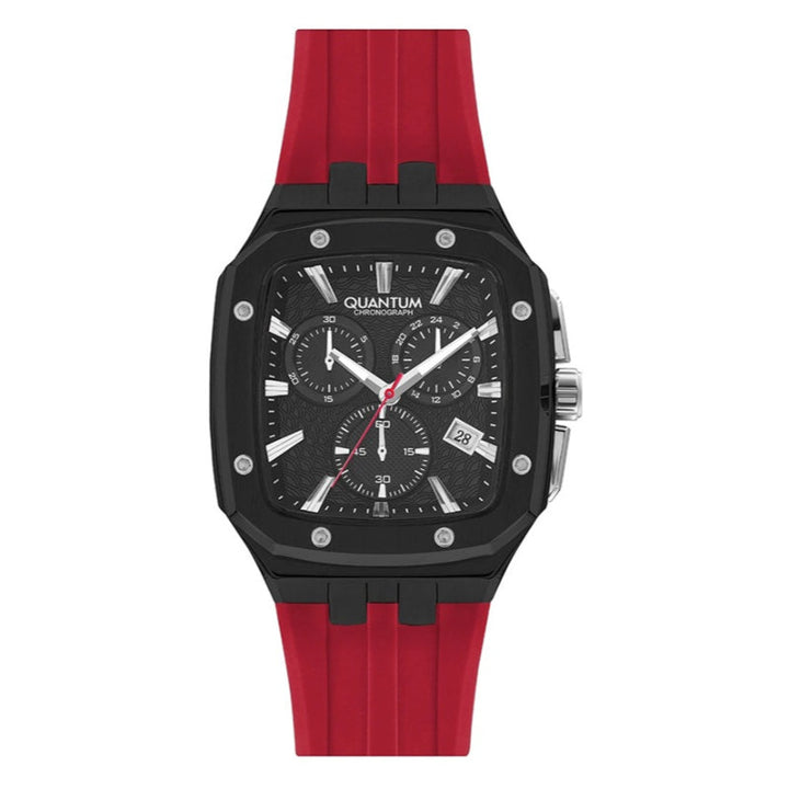 Quantum Men Red Silicone Analog Black Dial Square Watch HNG1033658 - Salman Stores
