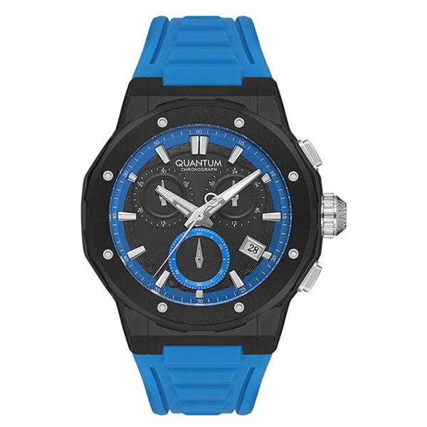 Quantum Men Blue Silicone Analog Black Dial Round Watch HNG1082357 - Salman Stores
