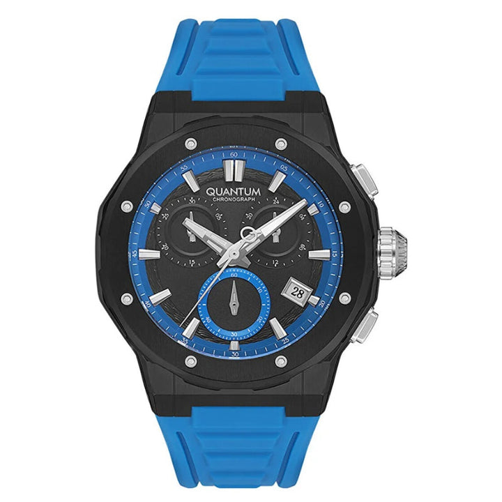 Quantum Men Blue Silicone Analog Black Dial Round Watch HNG1082357 - Salman Stores