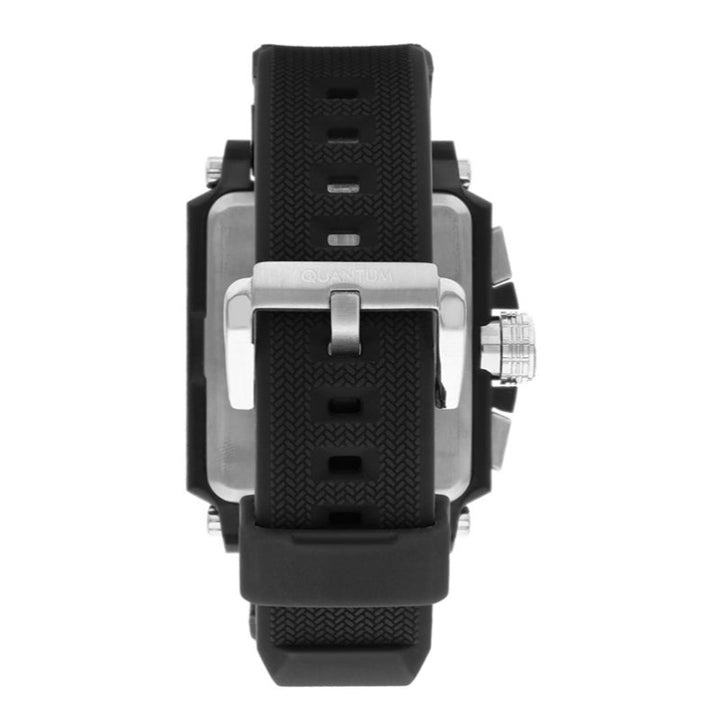 Quantum Men Black Rubber Analog Black Dial Square Watch HNG969650 - Salman Stores