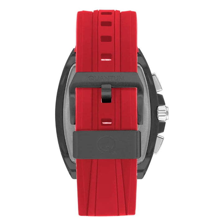Quantum Men Red Silicone Analog Black Dial Square Watch HNG997068 - Salman Stores