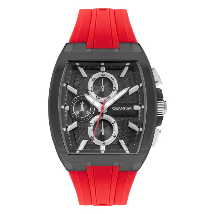 Quantum Men Red Silicone Analog Black Dial Square Watch HNG997068 - Salman Stores