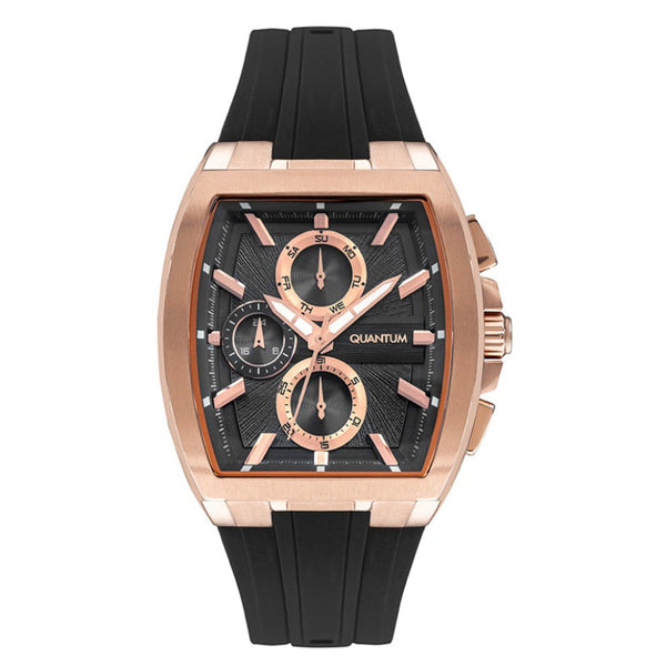 Quantum Men Black Silicone Analog Black Dial Square Watch HNG997451 - Salman Stores