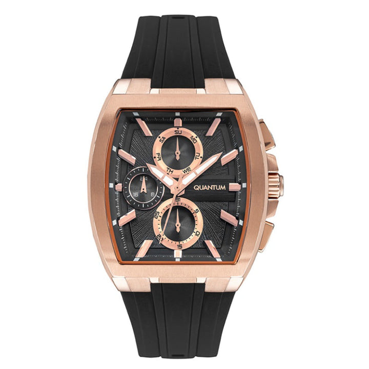 Quantum Men Black Silicone Analog Black Dial Square Watch HNG997451 - Salman Stores